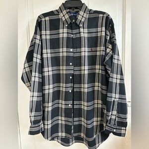 Men’s Ralph Lauren Polo Shirt. Black & Cream. Large. 100% Cotton